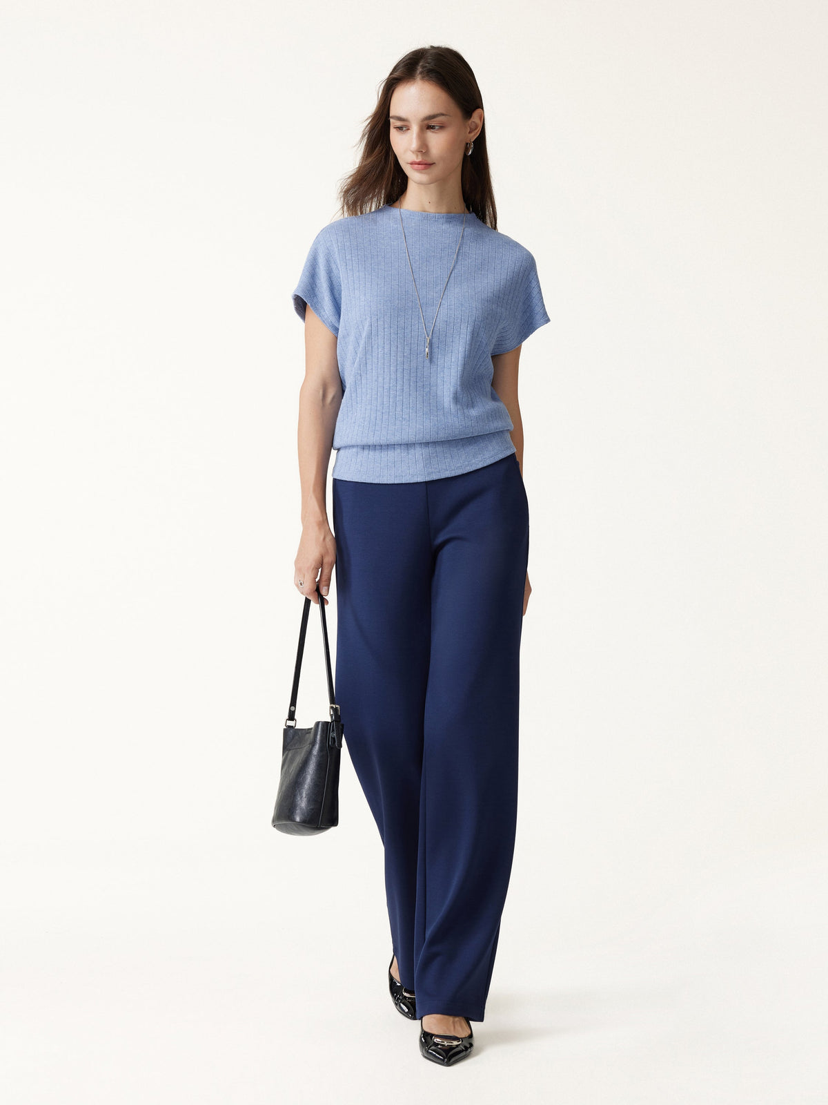 MaxWarm Wide Ribbed Mock Neck Cap Sleeve Banded Hem Top — original photo 2