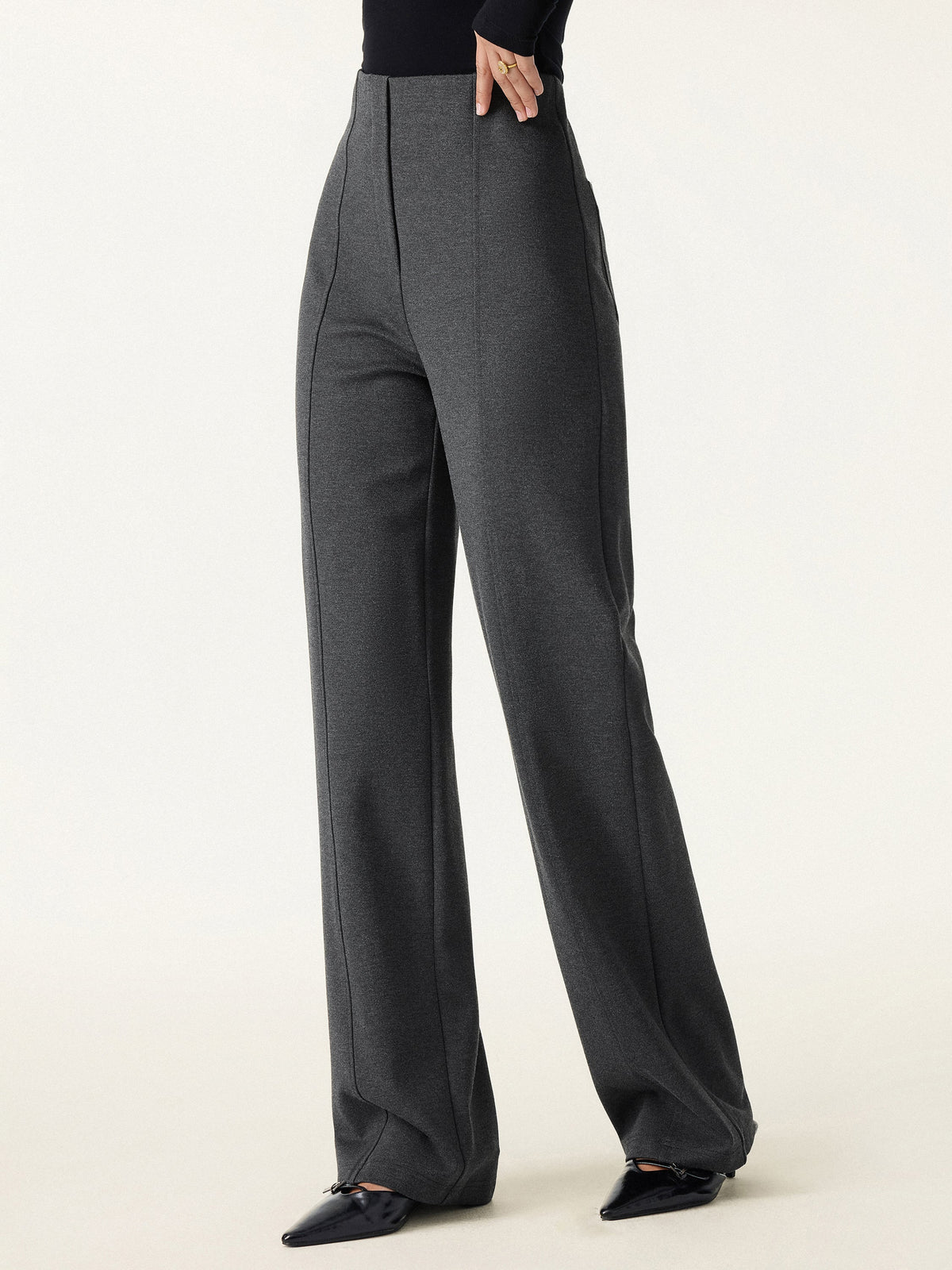 Ponte High-Rise Straight-Leg Pants with Pockets — original photo 4