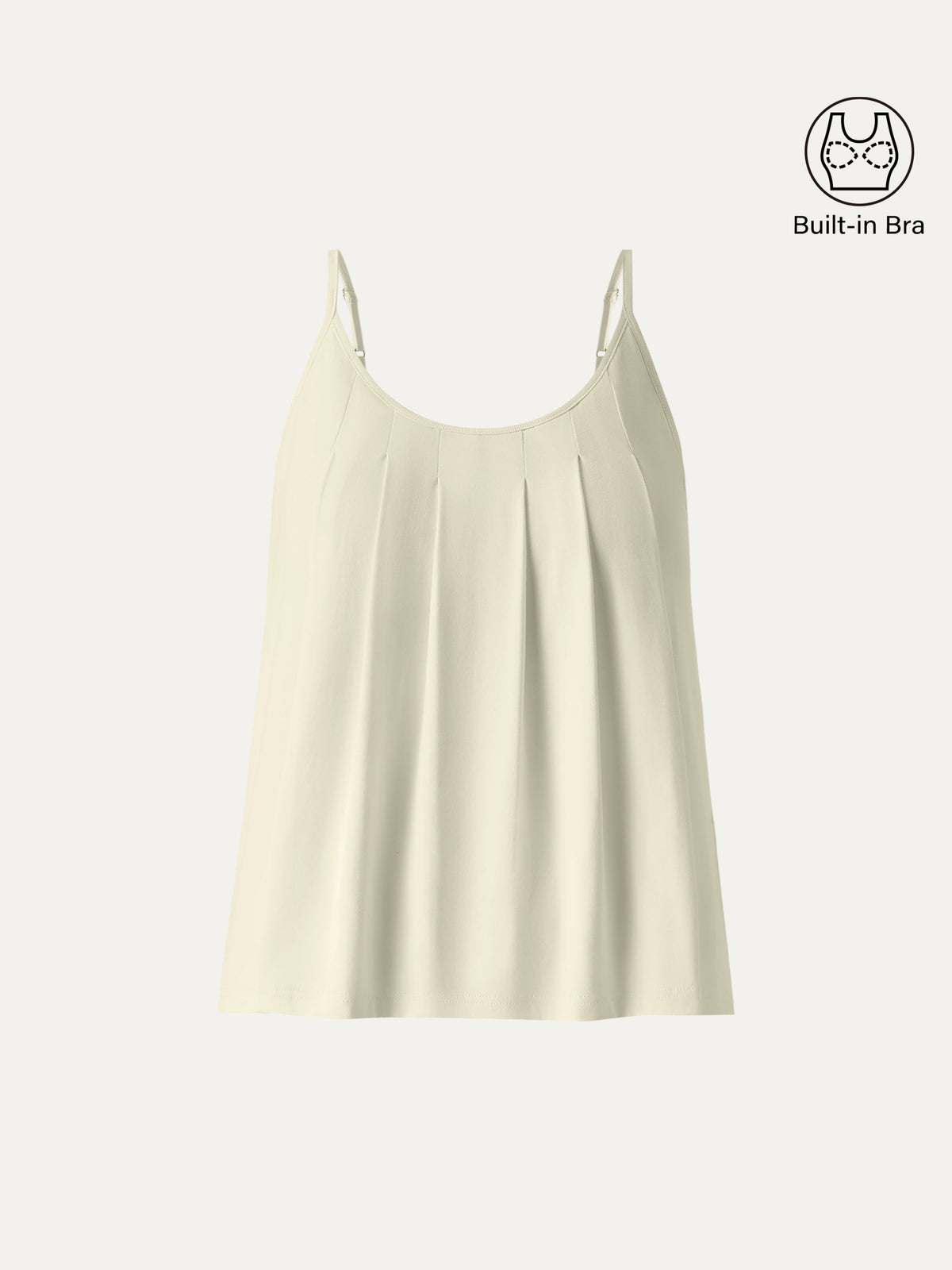 U-Neck Pleated Spaghetti Built-In Bra Tank — original photo 8