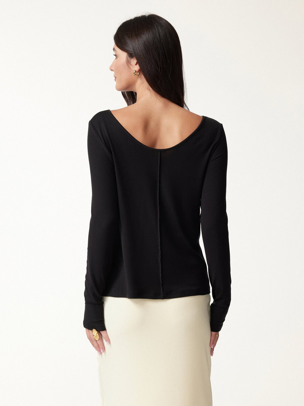LiteWarm Premium Lyocell-Wool Scoop Neck Thumbhole Long Sleeve Top — original photo 1