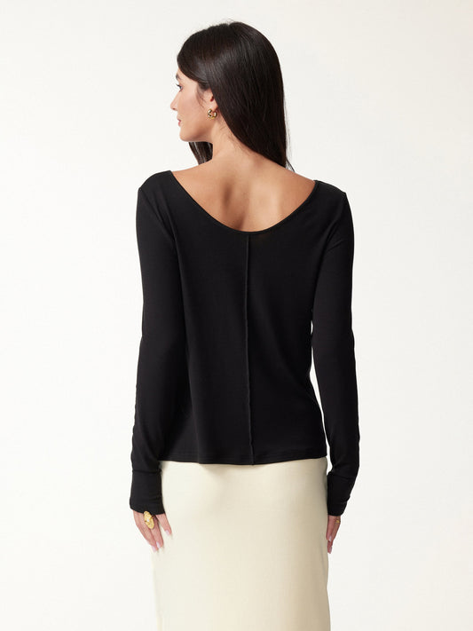 LiteWarm Premium Lyocell-Wool Scoop Neck Thumbhole Long Sleeve Top — original photo 1