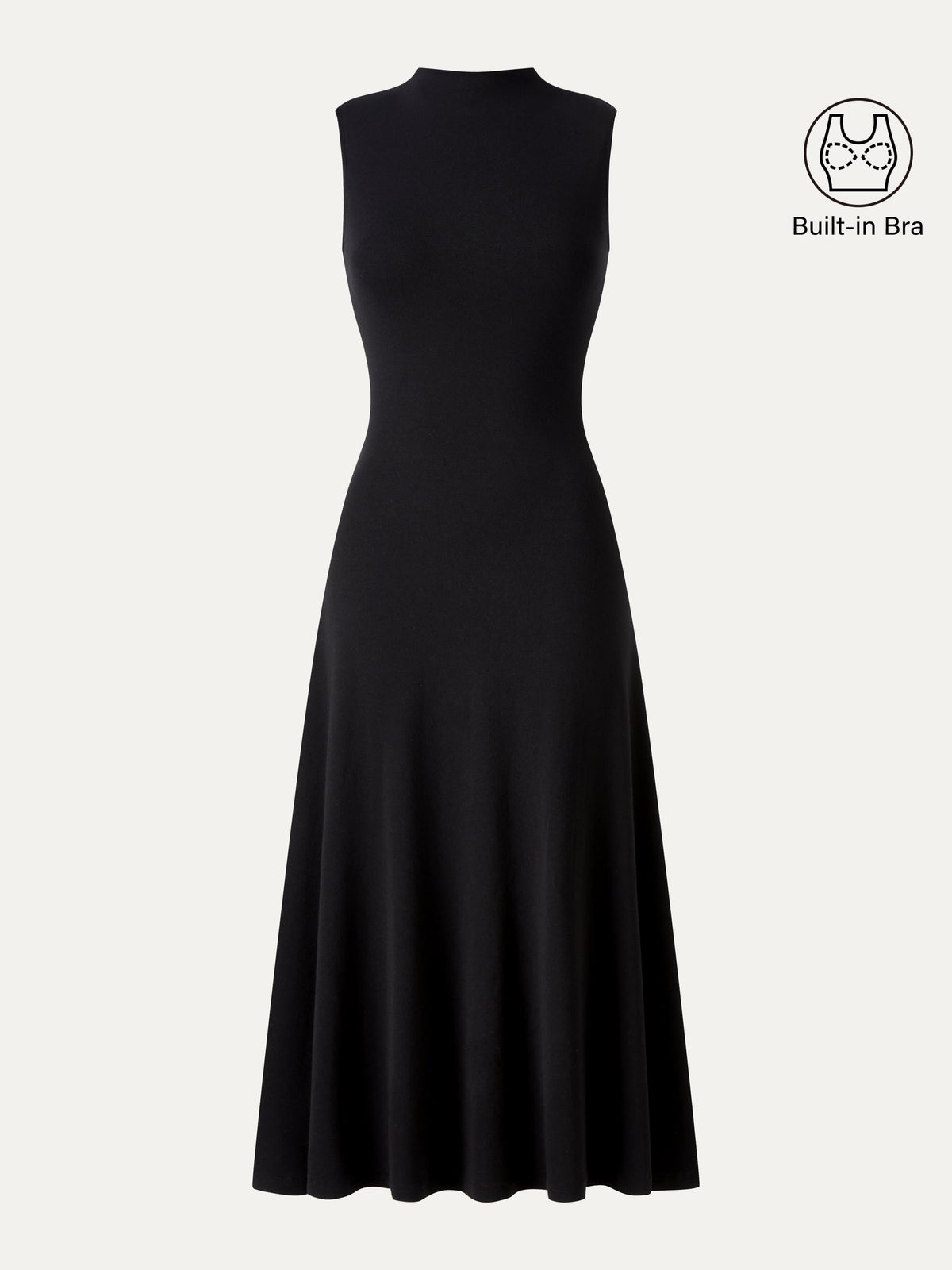 LiteWarm Mock Neck Sleeveless A-Line Midi Built-In Bra Dress — original photo 6