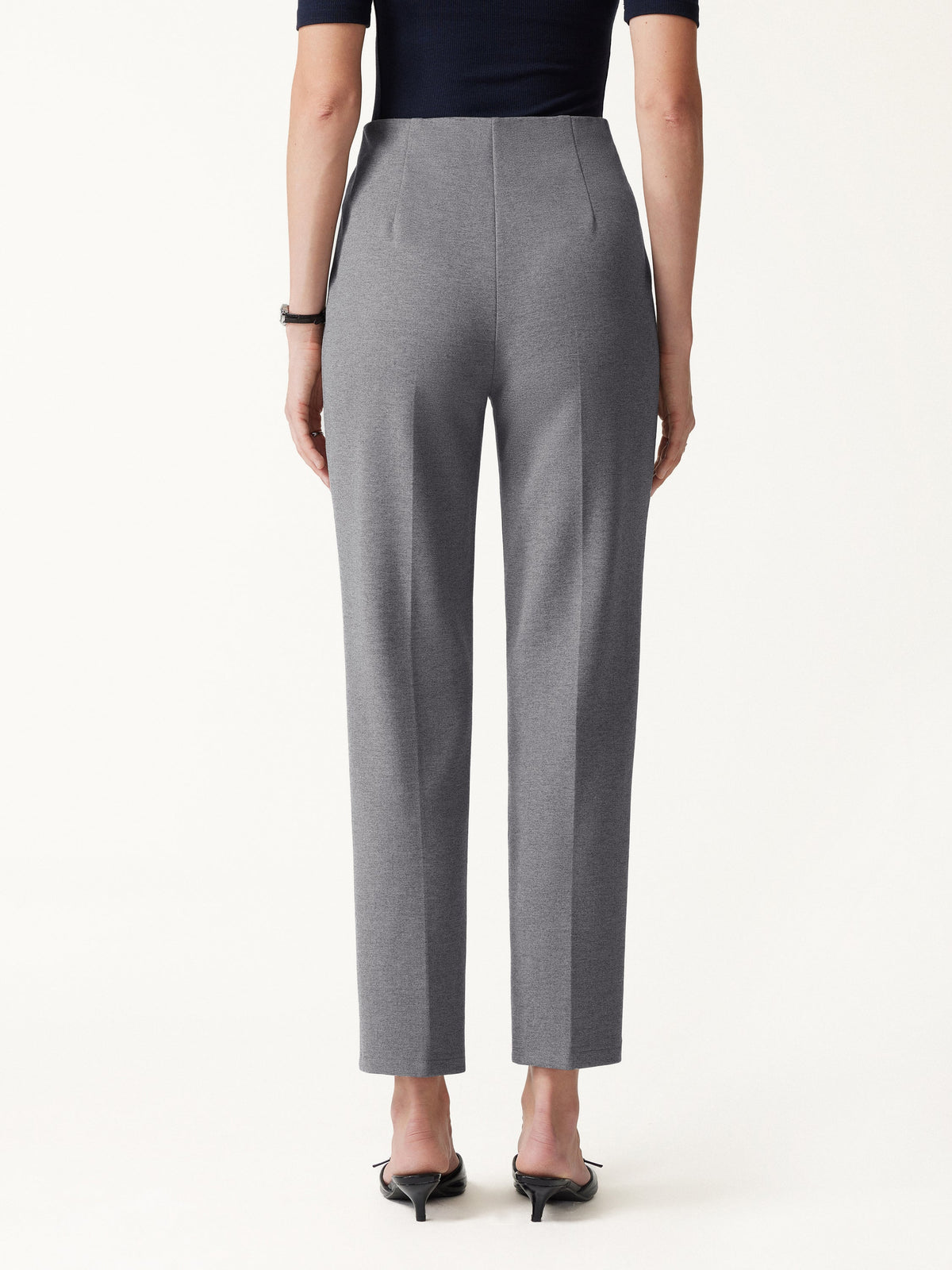 Ponte Mid-Rise Ankled Tapered Tuck Pants with Pockets — original photo 5
