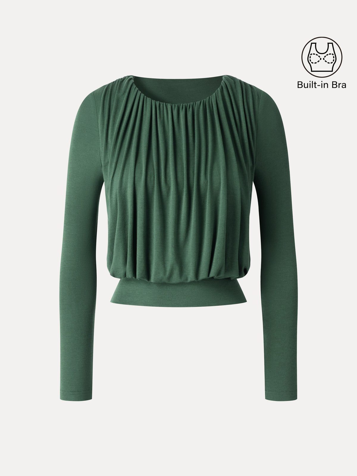 LiteWarm Lyocell-Wool Round Neck Long Sleeve Tucked Built-In Bra Top — original photo 8