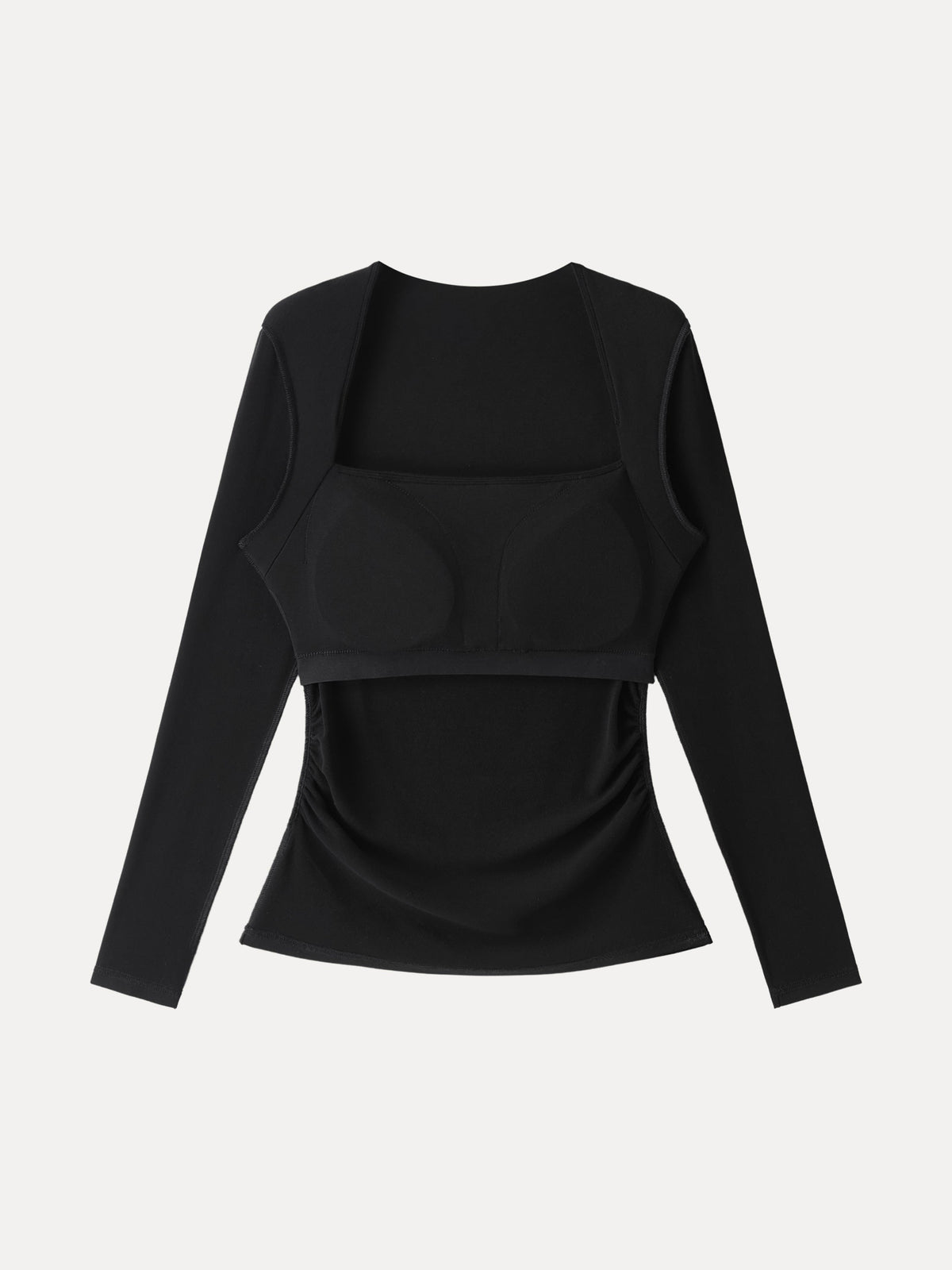 ProWarm Trapeze Neck Long Sleeve Ruched Built-In Bra Top — original photo 11