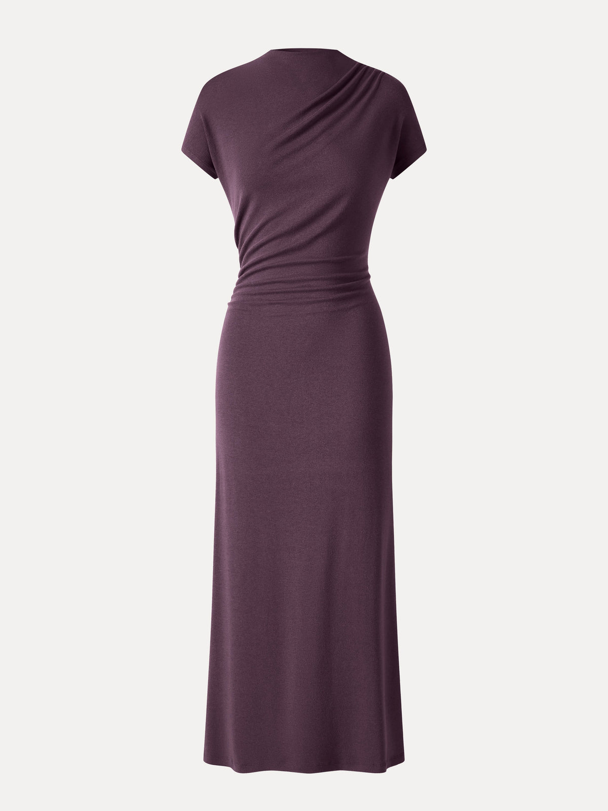 LiteWarm Mock Neck Cap Sleeve Ruched Midi Dress — original photo 10