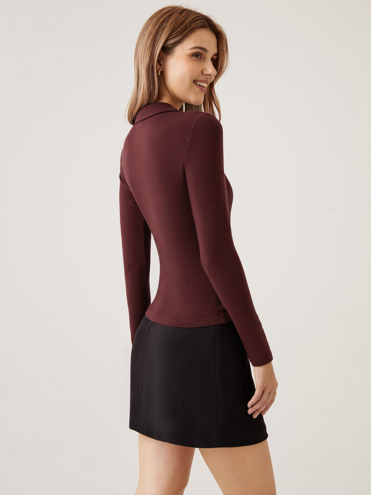 2Pcs Set Collared Surplice Top & High Waisted Straight Leg Pull On Pant — original photo 4