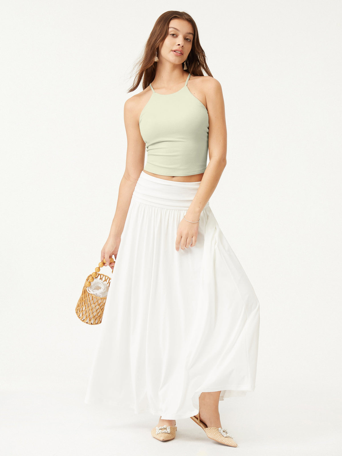 Tie Back Bandless Crop Built-In Bra Tank Top — original photo 2