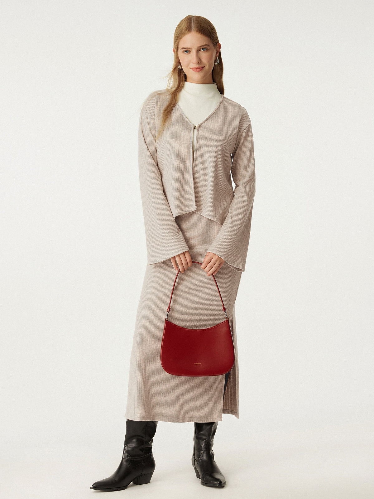V Neck Flare Long Sleeve Cardigan — original photo 2
