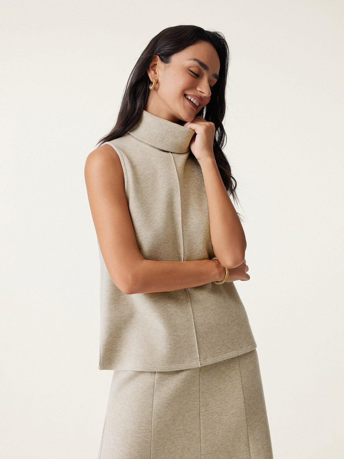Turtle Neck Split Hem Top — original photo 3