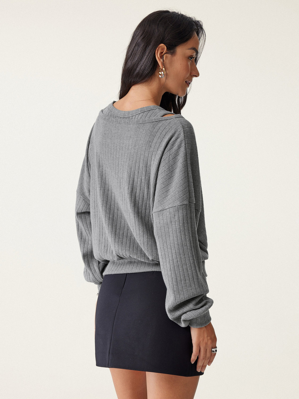 MaxWarm Wide Ribbed Crossover Long Sleeve Banded Hem Top — original photo 12