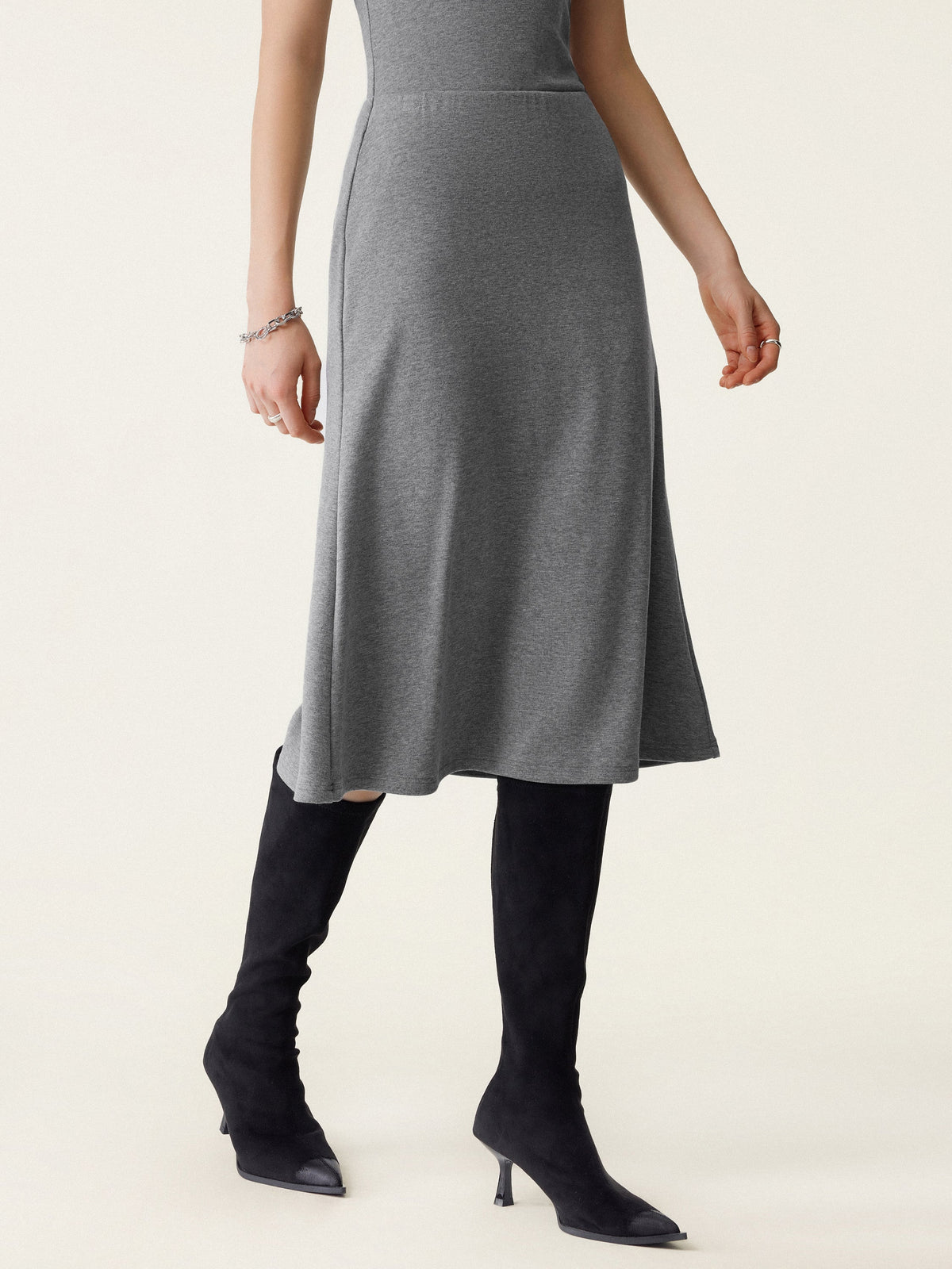 2Pcs Set LiteWarm Surplice Banded Hem Top & Soft Pull-On Midi Skirt — original photo 6