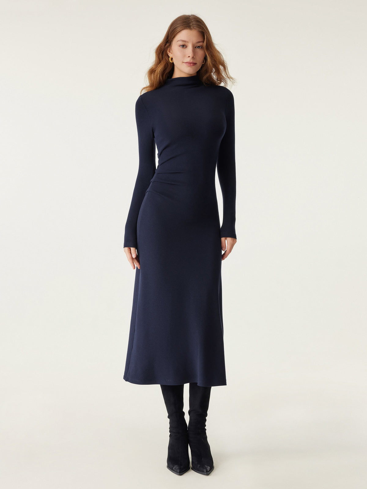 ProWarm Mock Neck Long Sleeve Ruched Mermaid Midi Dress — original photo 1