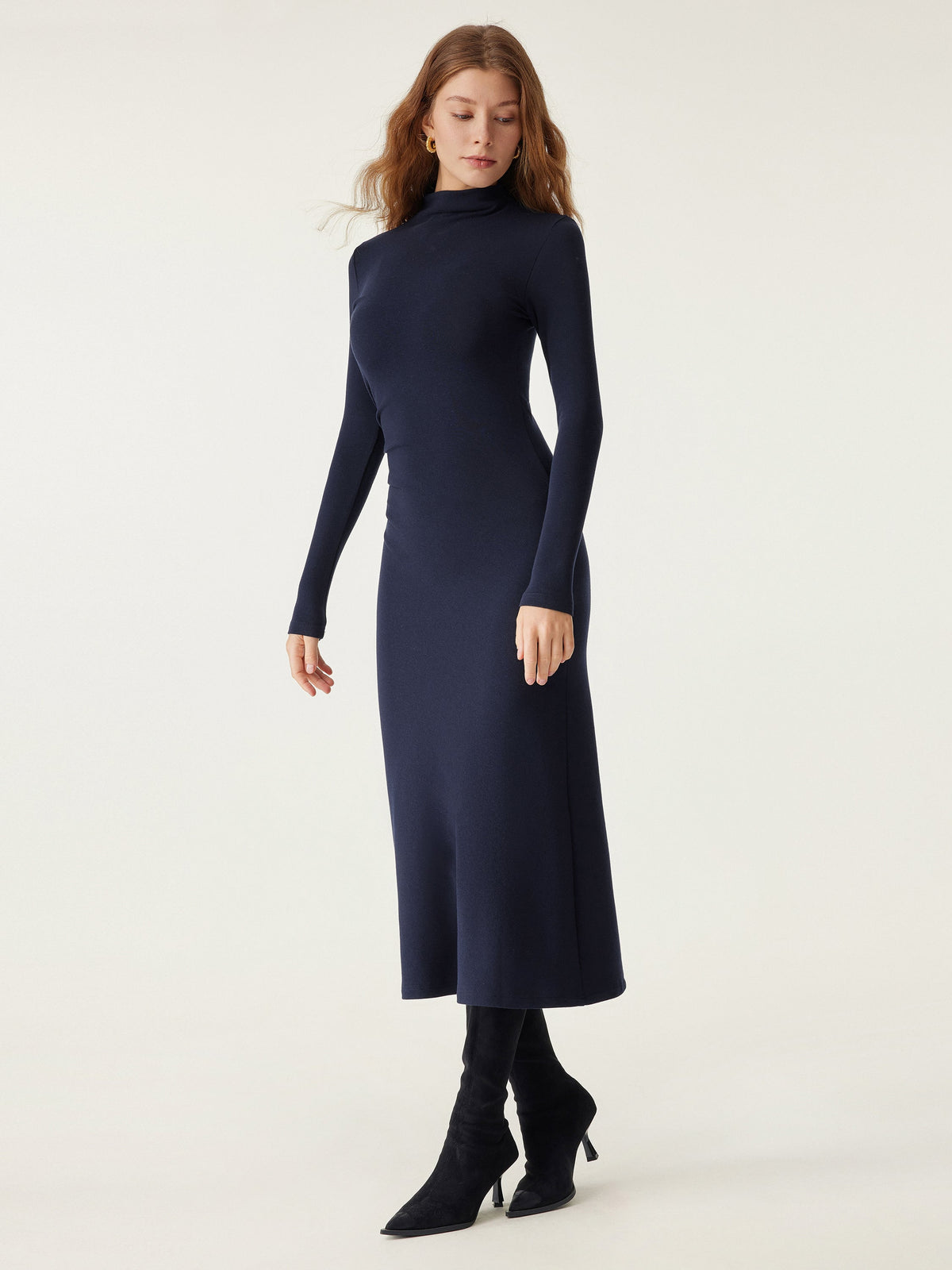 ProWarm Mock Neck Long Sleeve Ruched Mermaid Midi Dress — original photo 10