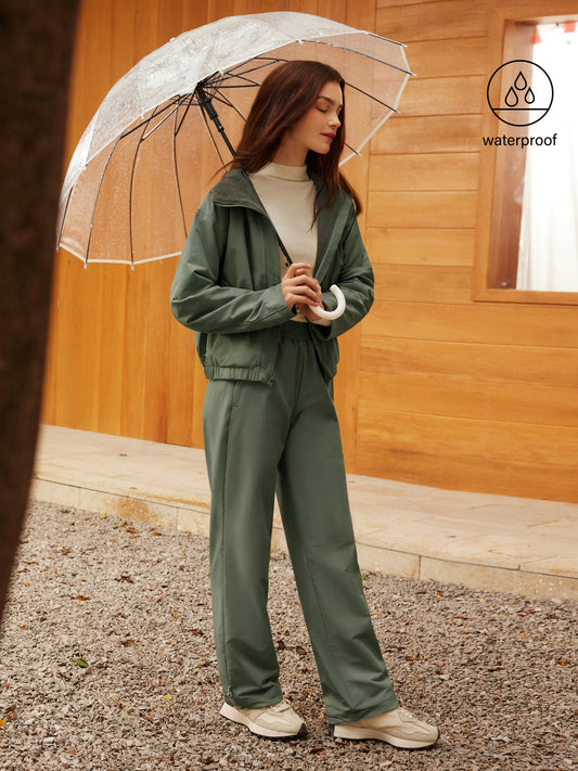 2Pcs Set Fleece Reversable Hooded Jacket & Fleece-Lined Elastic Waist Pants — original photo 1
