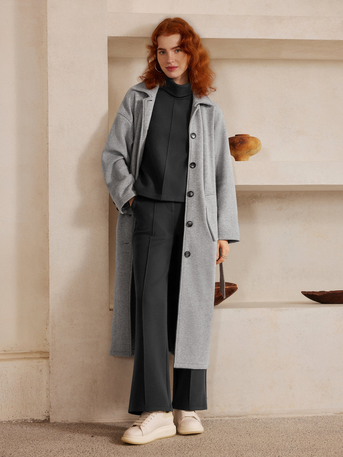 2Pcs Set FuzzLuxe Turtleneck Top & Regular High Waisted Straight Leg Pull On Pant — original photo 3