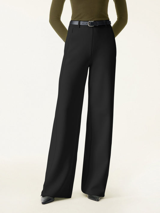 Stretch Cotton Blend Slimming High Rise Wide Leg Pants — original photo 1