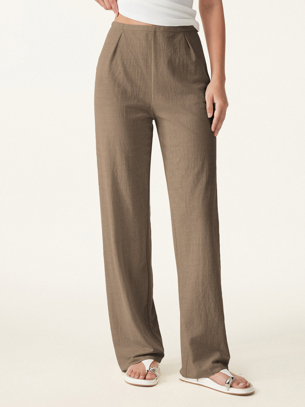 Breathable Cotton-linen Mid Rise Straight Leg Pant — original photo 3