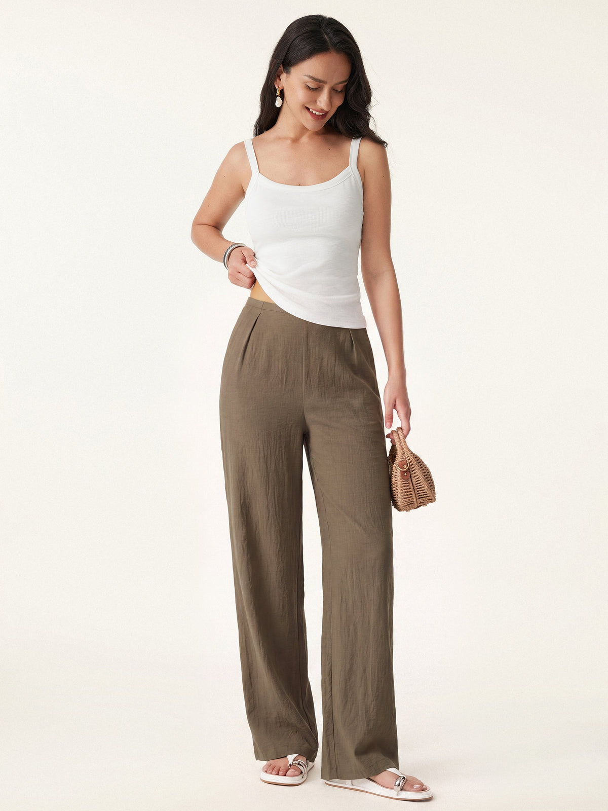 Breathable Cotton-linen Mid Rise Straight Leg Pant — original photo 2