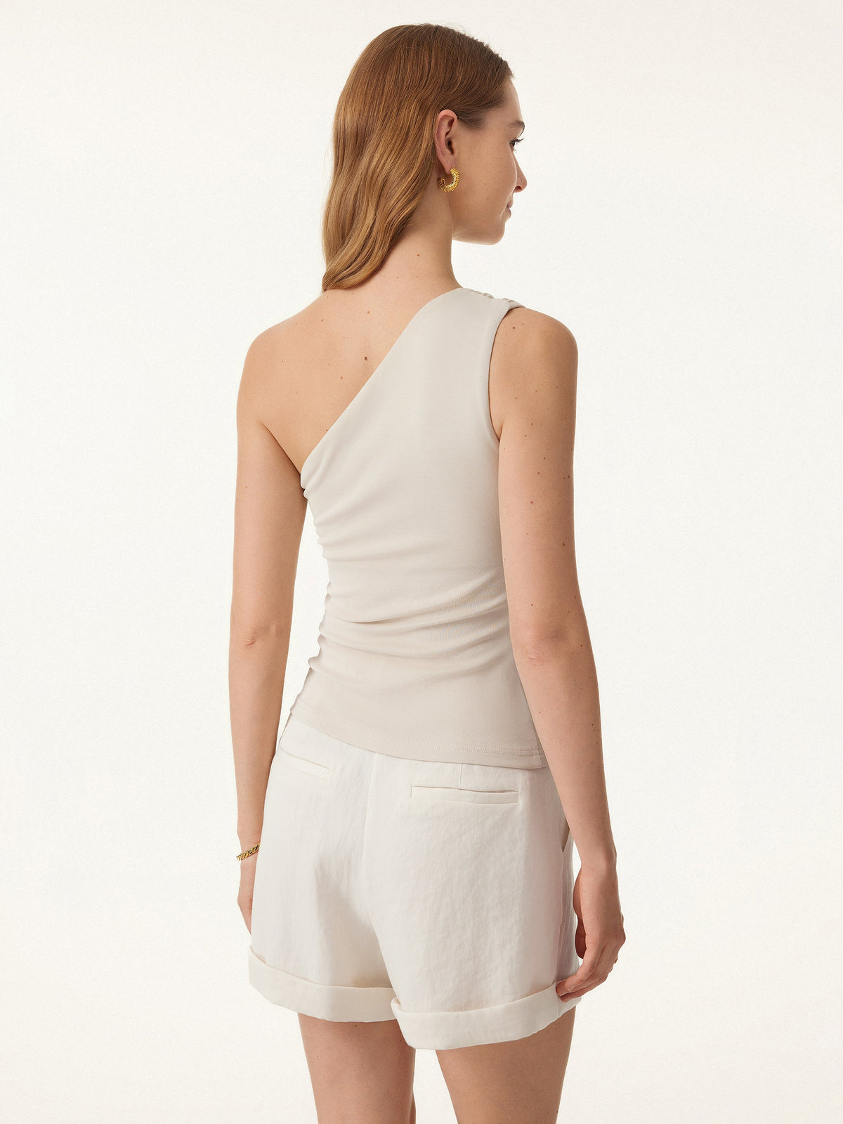 Sandwashed One Shoulder Ruched Built-In Bra Tank — original photo 4
