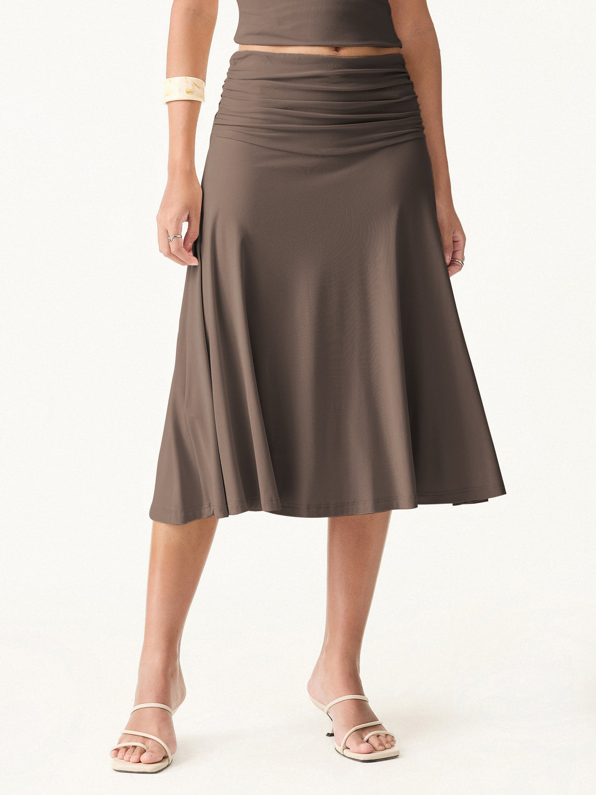 Flowy Side Ruched A-line Midi Skirt — original photo 16