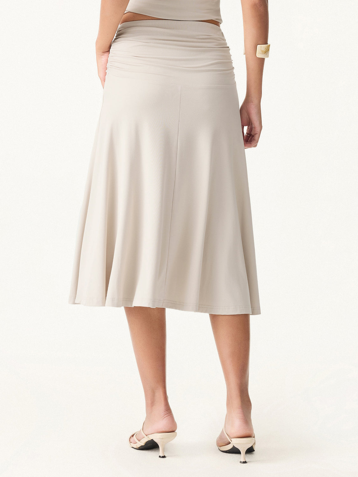 Flowy Side Ruched A-line Midi Skirt — original photo 4