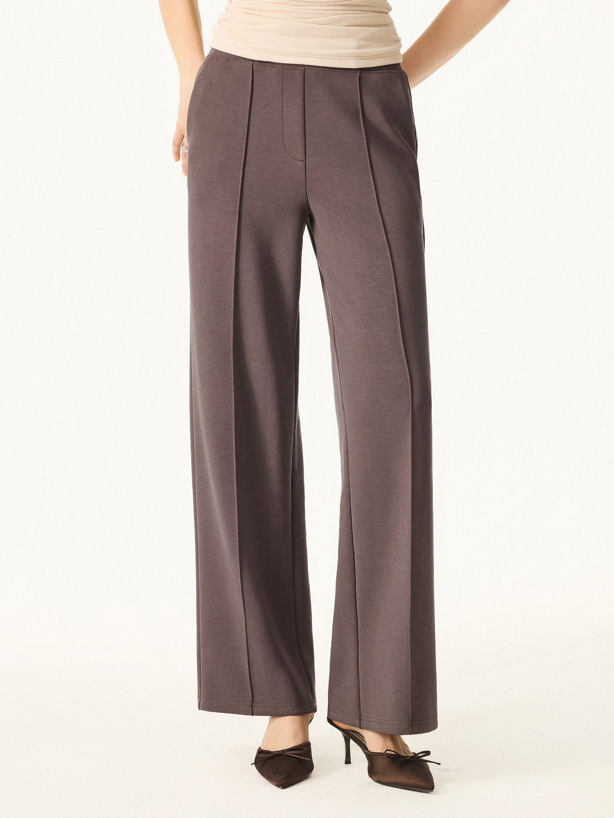 Wrinkle-Resistant Mid Rise Straight Leg Pants with Pockets — original photo 4