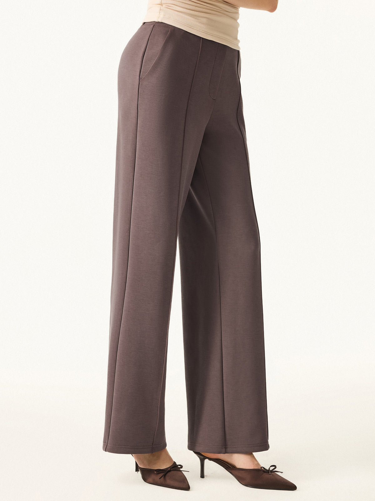 Wrinkle-Resistant Mid Rise Straight Leg Pants with Pockets — original photo 5