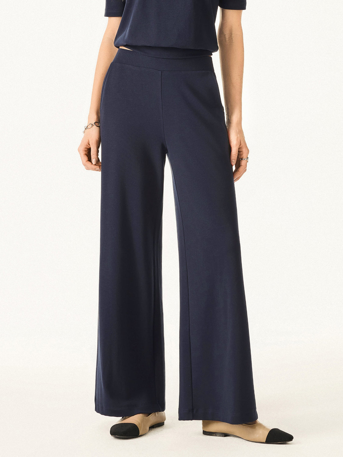 Lyocell Wool Mid Rise Wide Leg Pull-on Pant with Pockets — original photo 1
