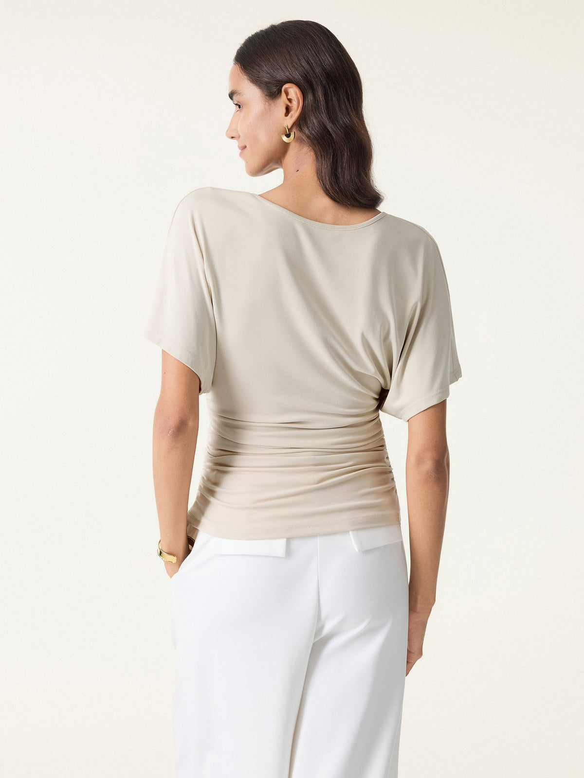 Effortless Boatneck Batwing Sleeve Side Ruched Top — original photo 4