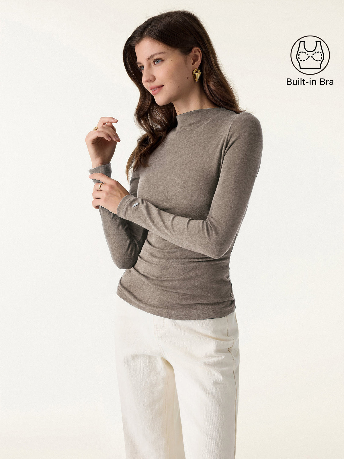 LiteWarm Mockneck Long Sleeve Built-In Bra Top — original photo 14