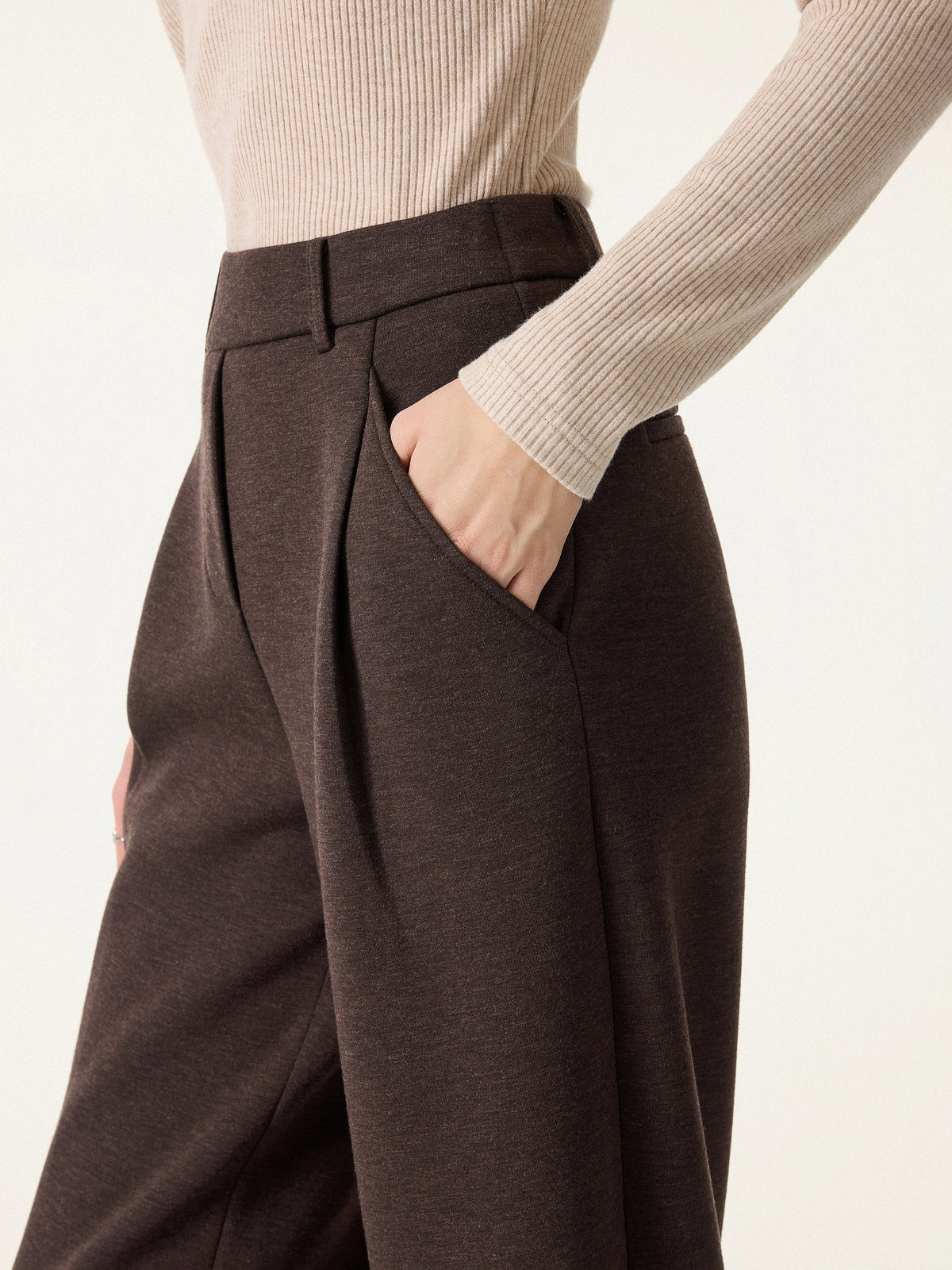 Cozy Knit Mid Rise Barrel Leg Pull-on Pants — original photo 6