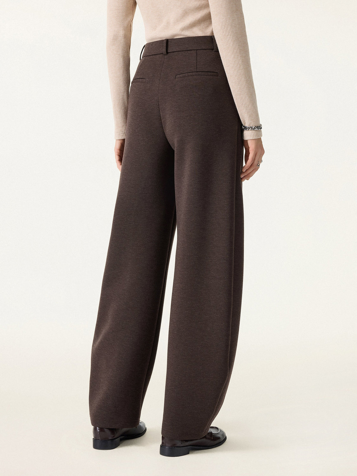 Cozy Knit Mid Rise Barrel Leg Pull-on Pants — original photo 4