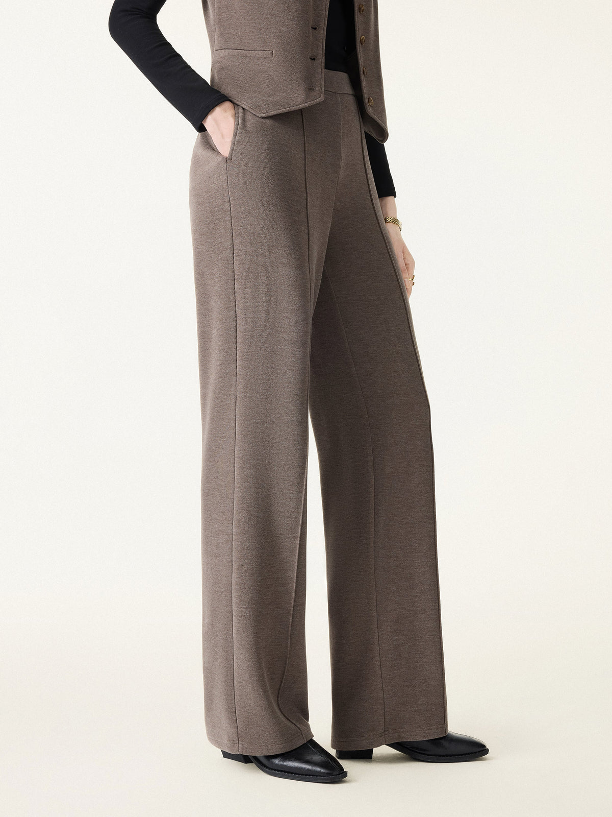 GingerWarm Mid-Rise Straight-Leg Pintuck Pants with Pockets — original photo 10