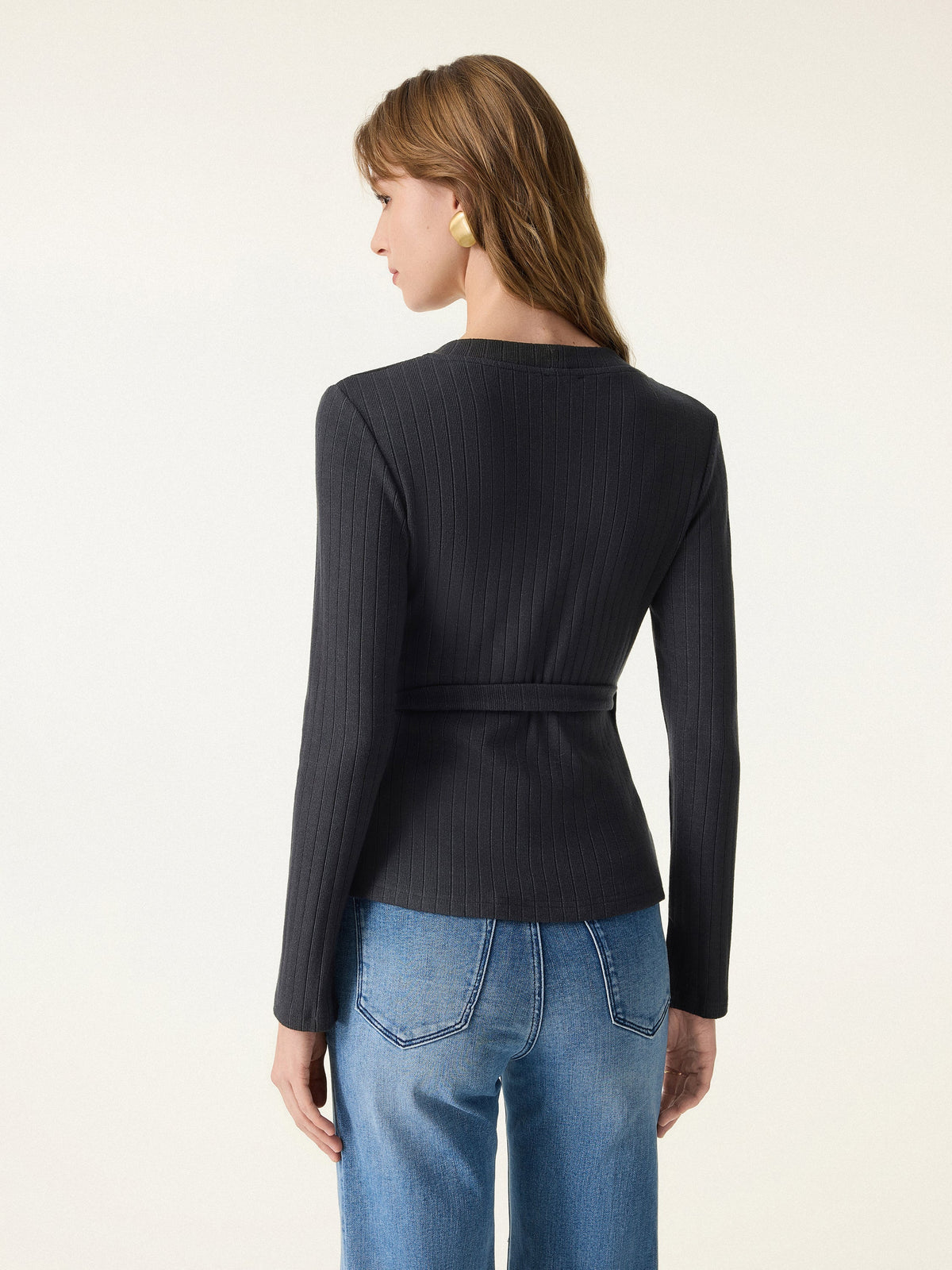 MaxWarm Wide Ribbed Crossover Long Sleeve Tie-Waist Top — original photo 4