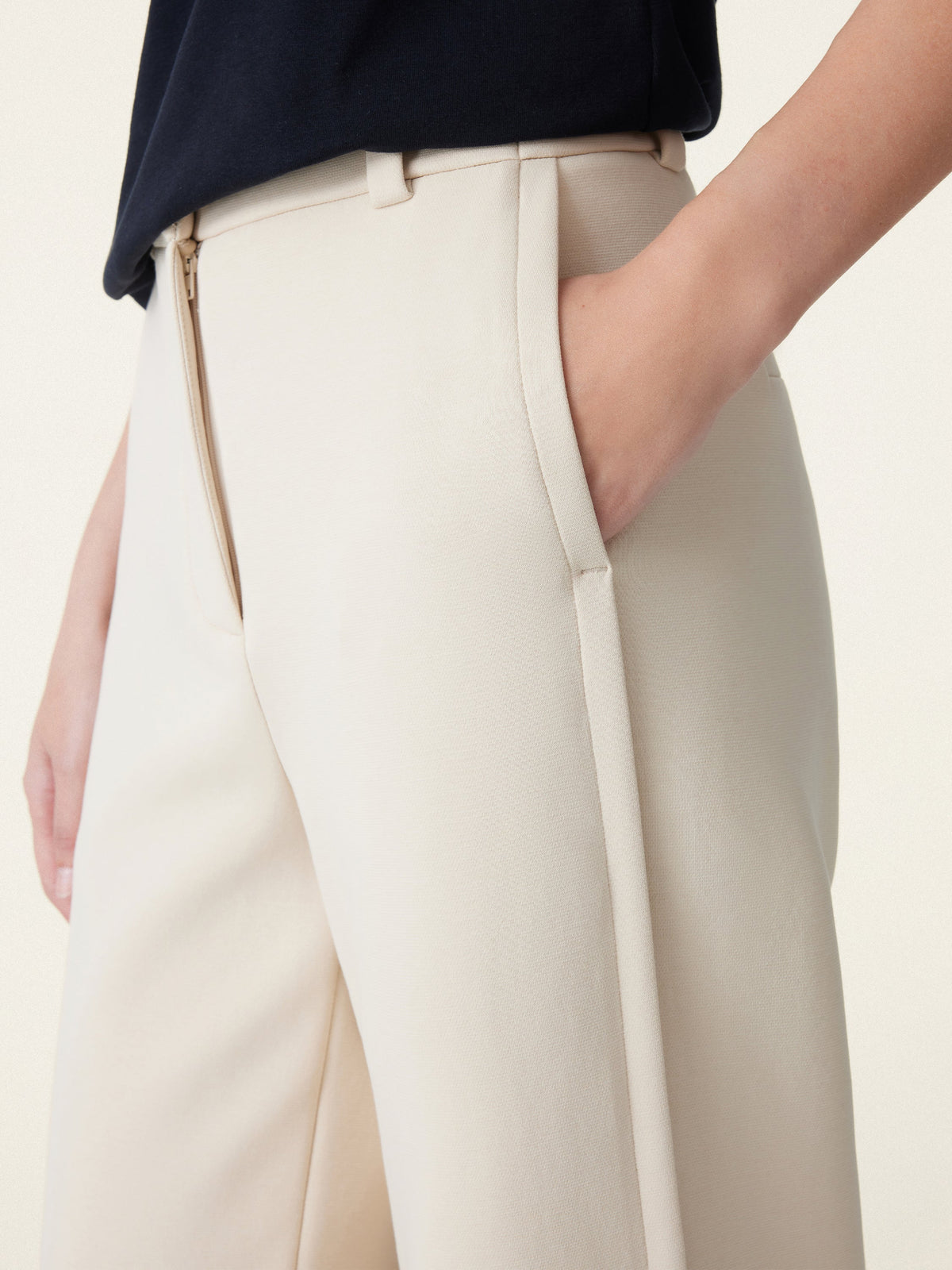 2Pcs Set LiteWarm Asymmetrical Neck Long Sleeve Top & Mid Rise Wide Leg Trouser — original photo 7