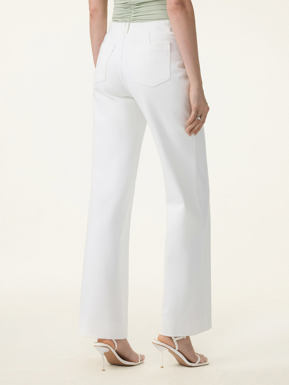 Not-See-Thru Drapey Mid Rise Wide Leg Pull-on Pant with Pockets — original photo 4