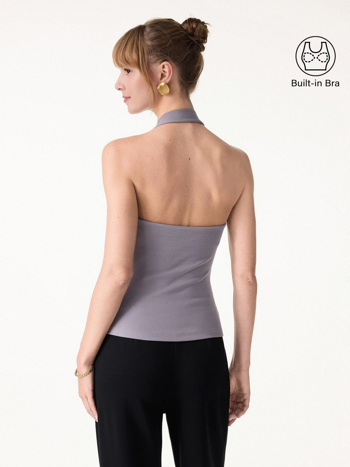 Plantive Halter Neck Open Back Built-In Bra Tank — original photo 2