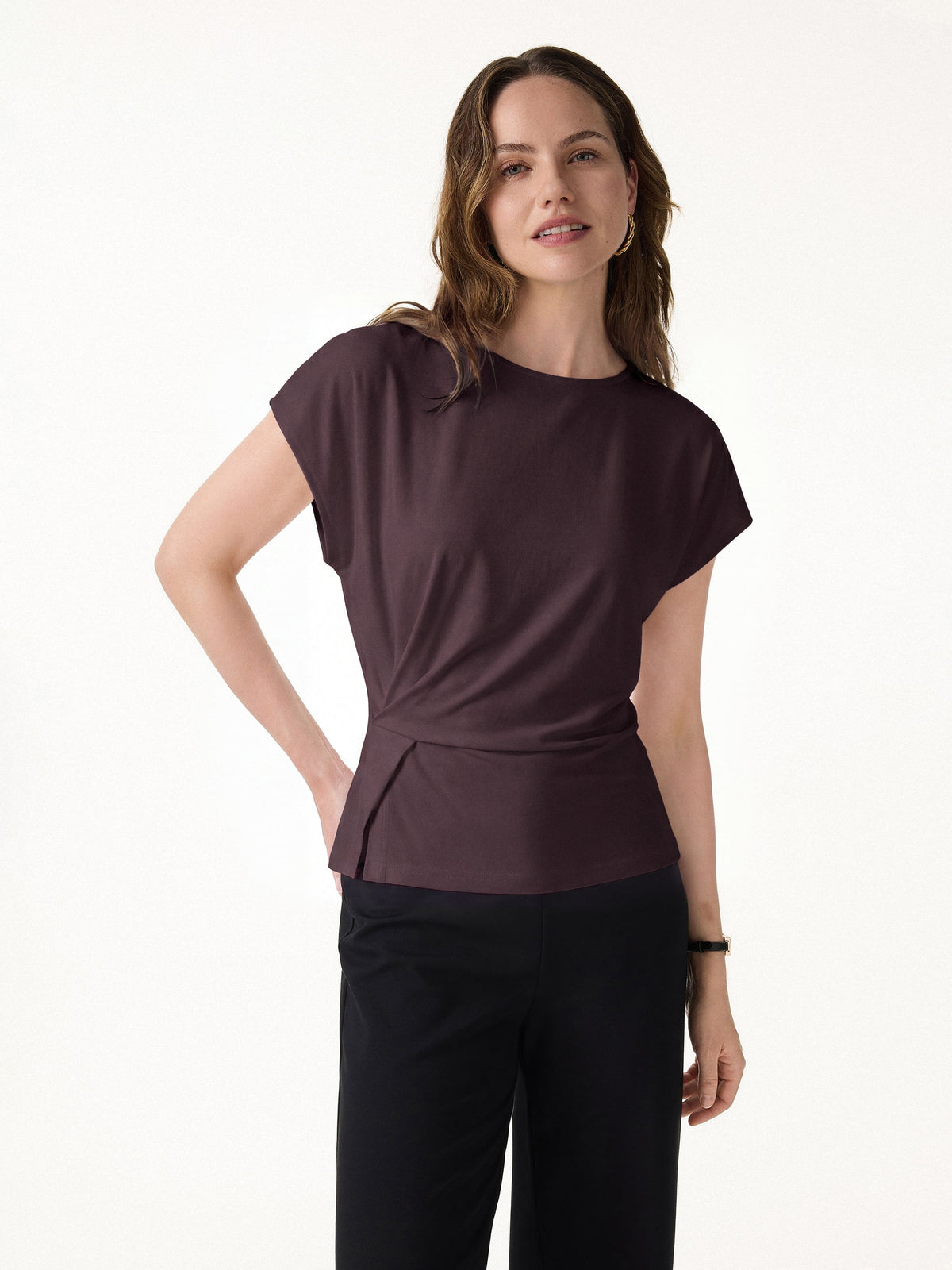Cooling Ponte Relaxed Round Neck Tucked Top — original photo 7