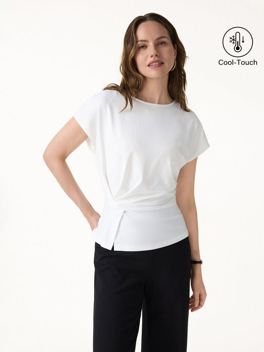 Cooling Ponte Relaxed Round Neck Tucked Top — original photo 1