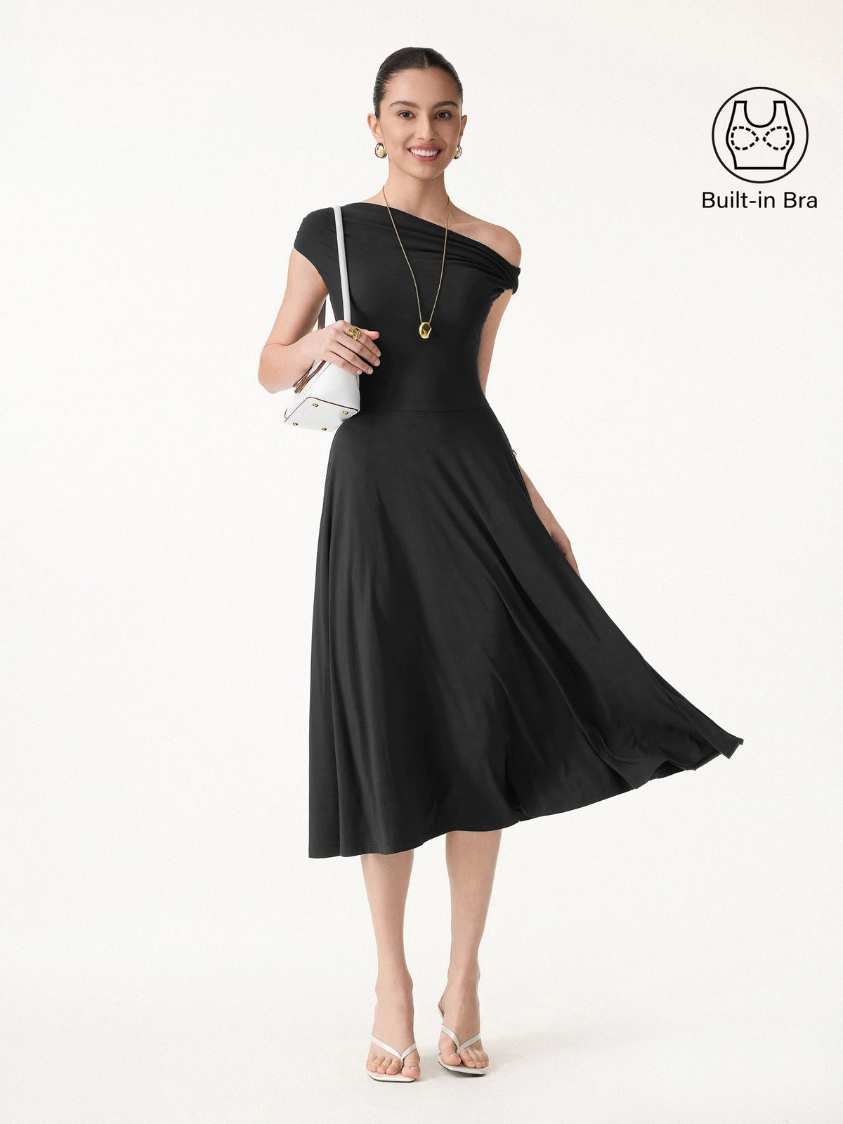 SkinKiss Multi-Wear Midi Built-In Bra Dress with Pockets — original photo 8