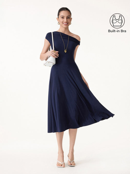 SkinKiss Multi-Wear Midi Built-In Bra Dress with Pockets — original photo 1