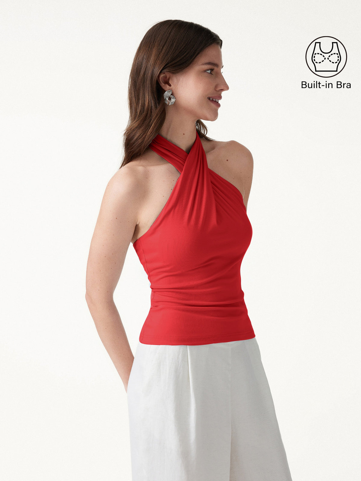 Criss Cross Halter Neck Going-Out Built-In Bra Top — original photo 11