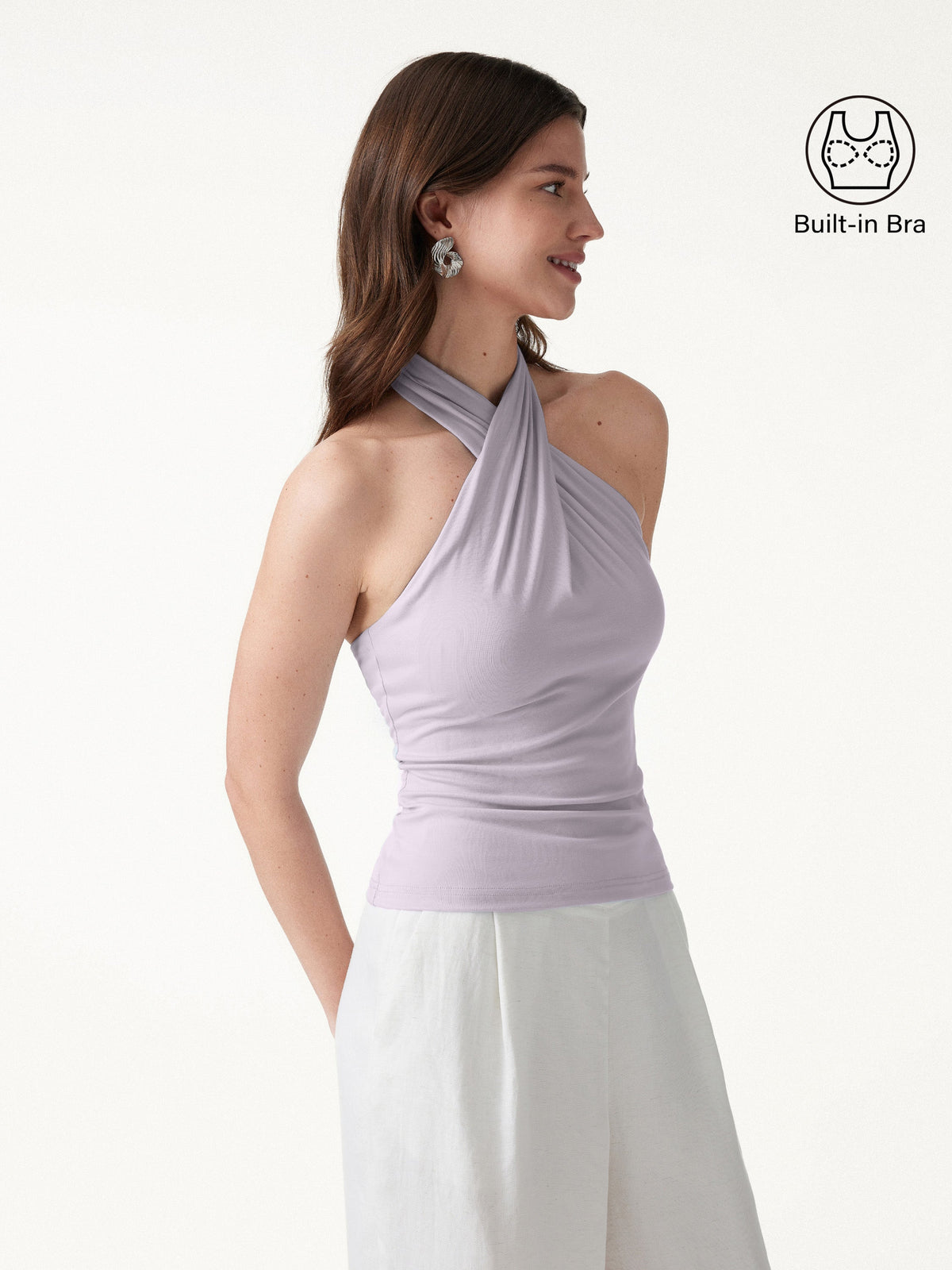 Criss Cross Halter Neck Going-Out Built-In Bra Top — original photo 13
