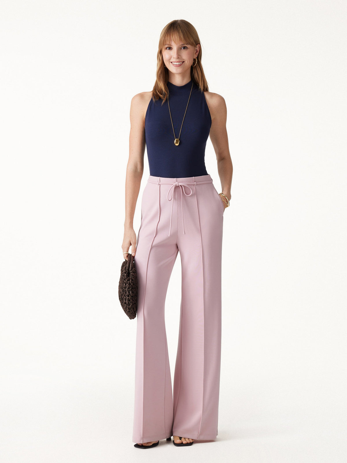 Lyocell Spacer Knit High-Rise Flare Pants with Pockets — original photo 3