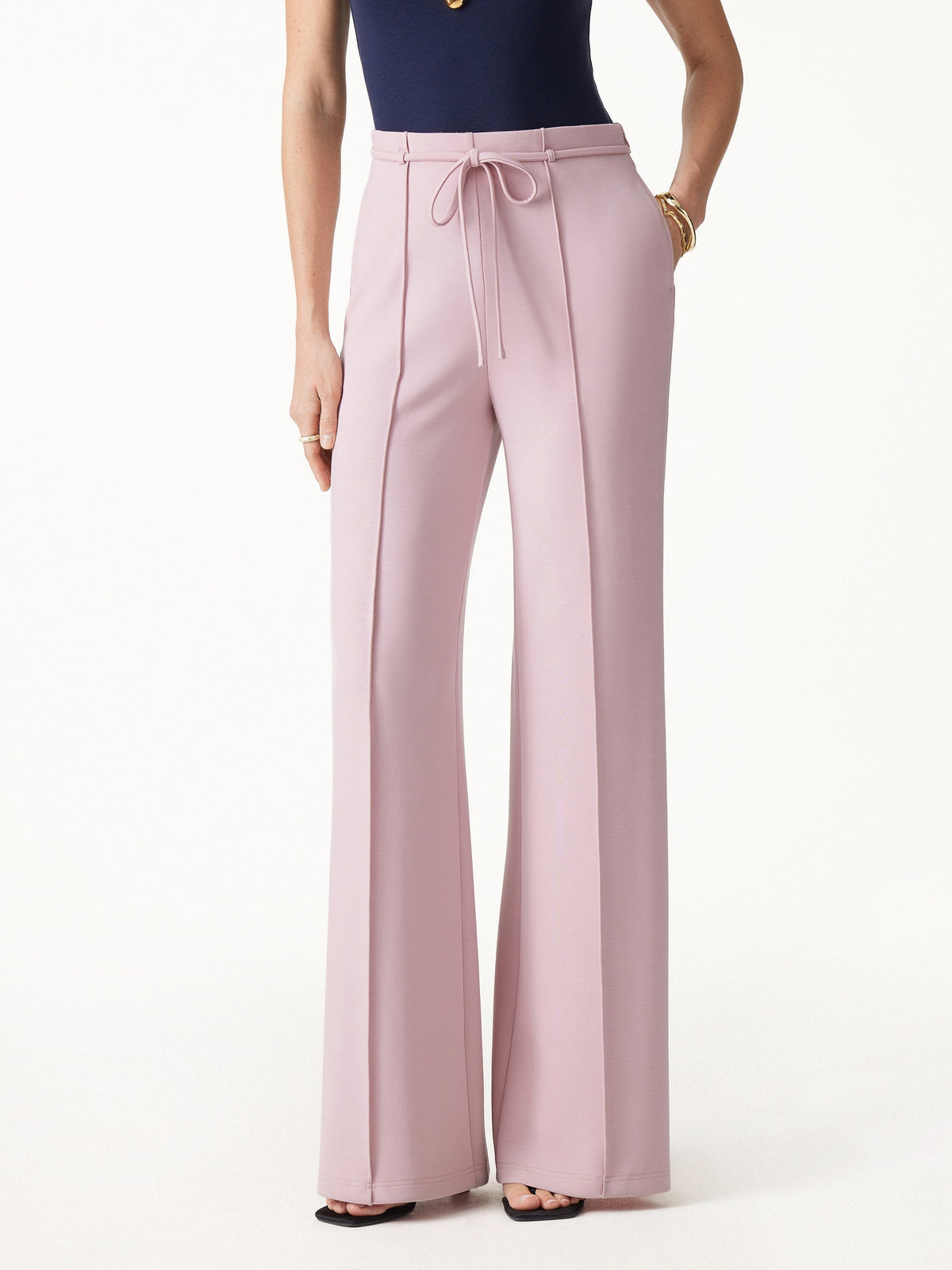 Lyocell Spacer Knit High-Rise Flare Pants with Pockets — original photo 4
