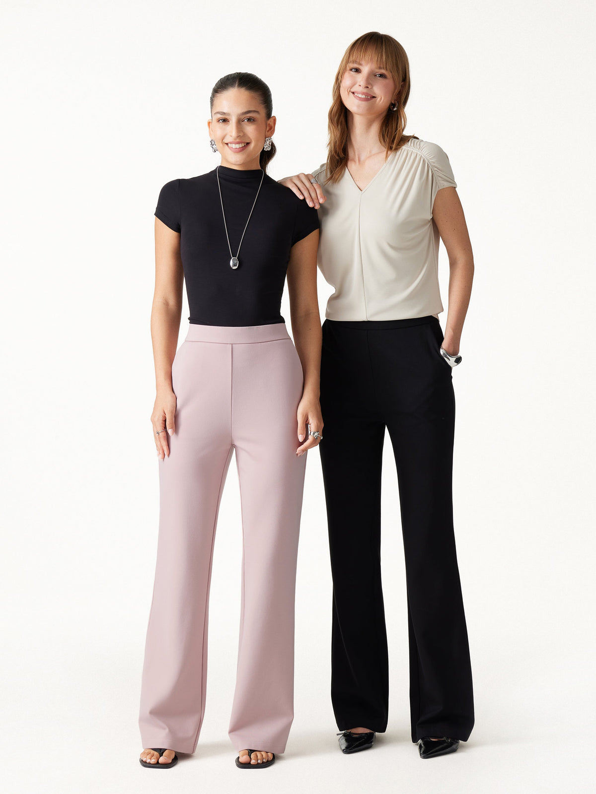 Ponte High-Rise Slim Flared Pants with Pockets — original photo 2