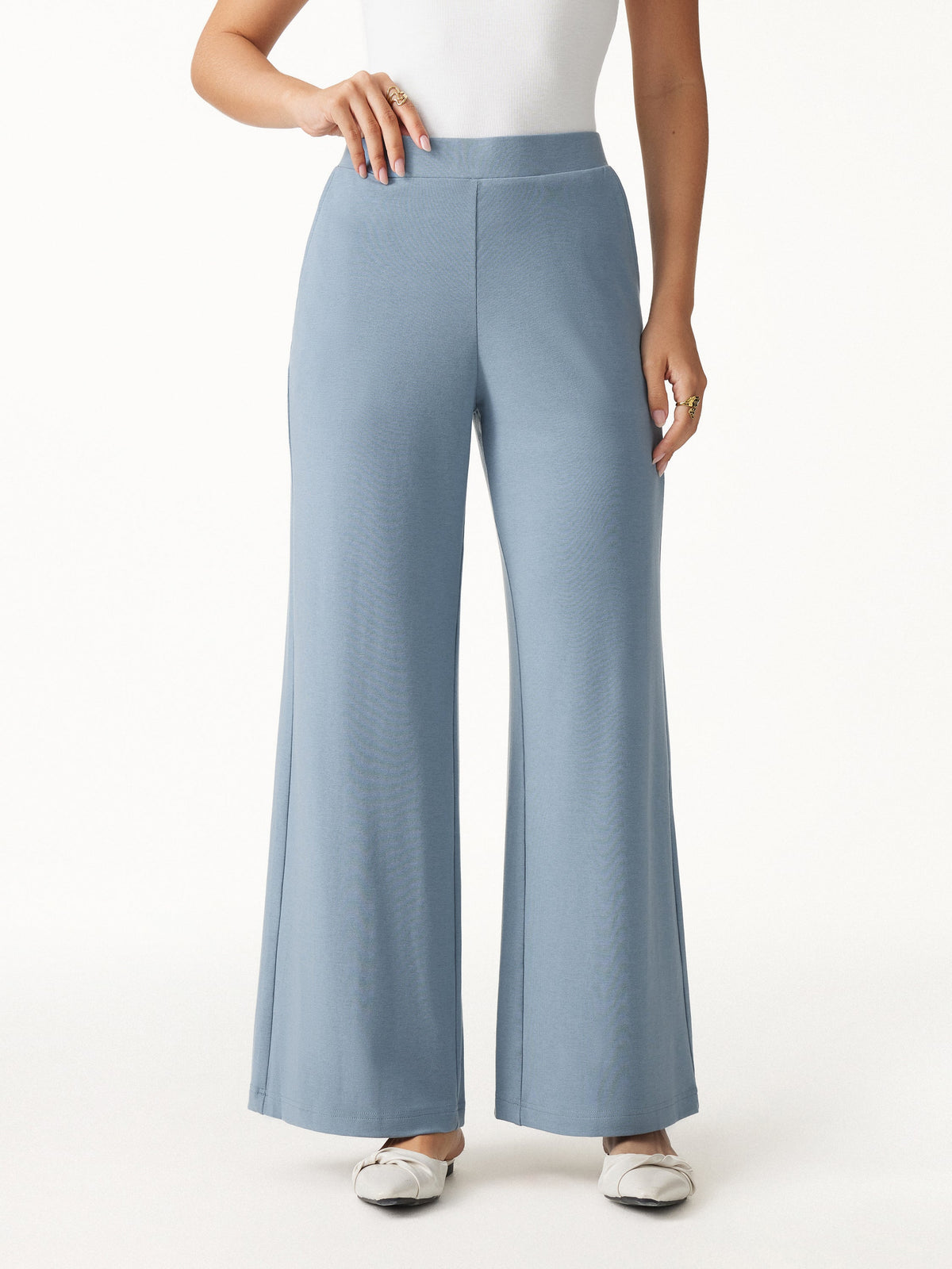 Lyocell Wool Mid Rise Wide Leg Pull-on Pant with Pockets — original photo 11