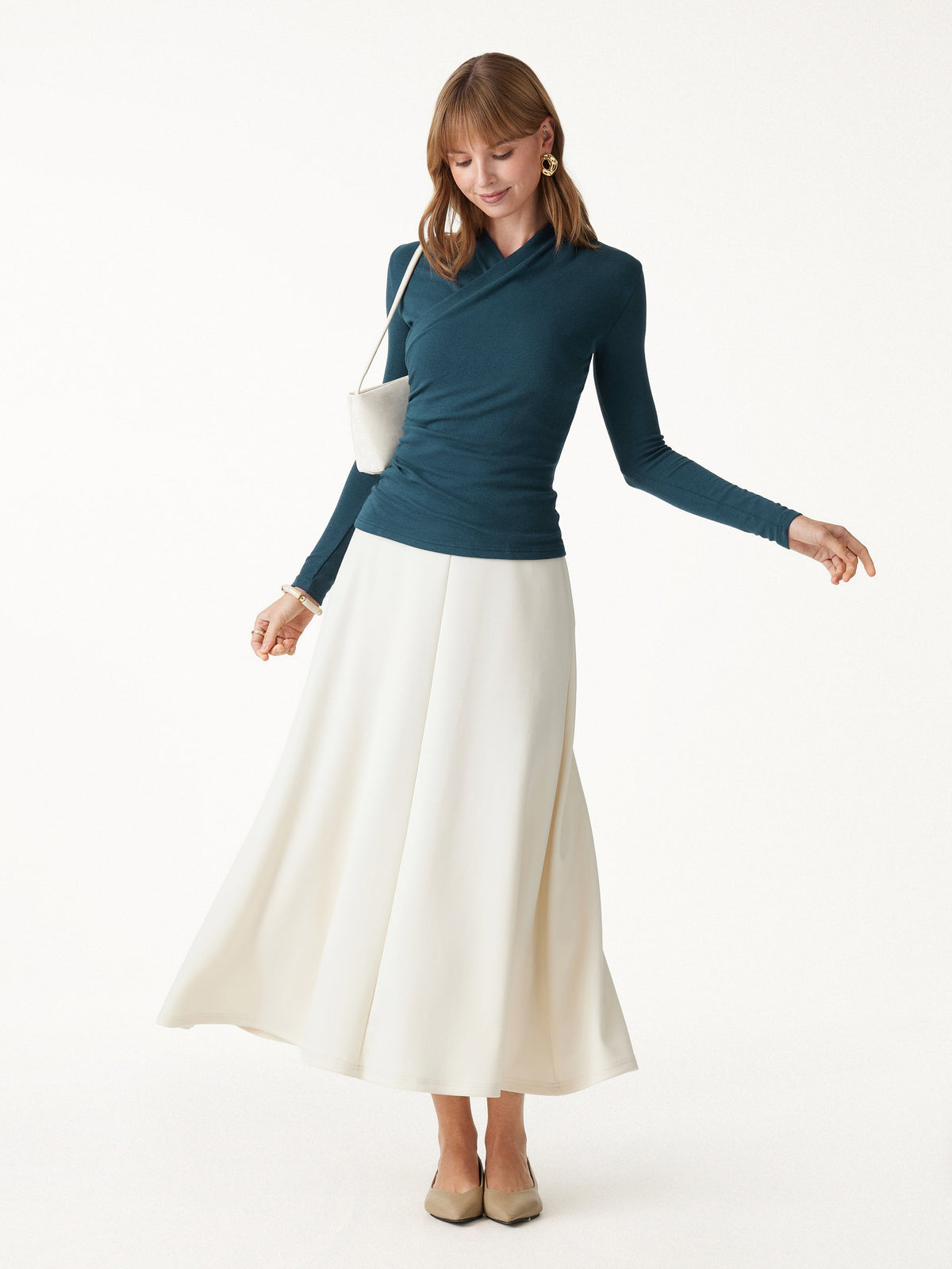 LiteWarm Surplice Long Sleeve Ruched Top — original photo 2