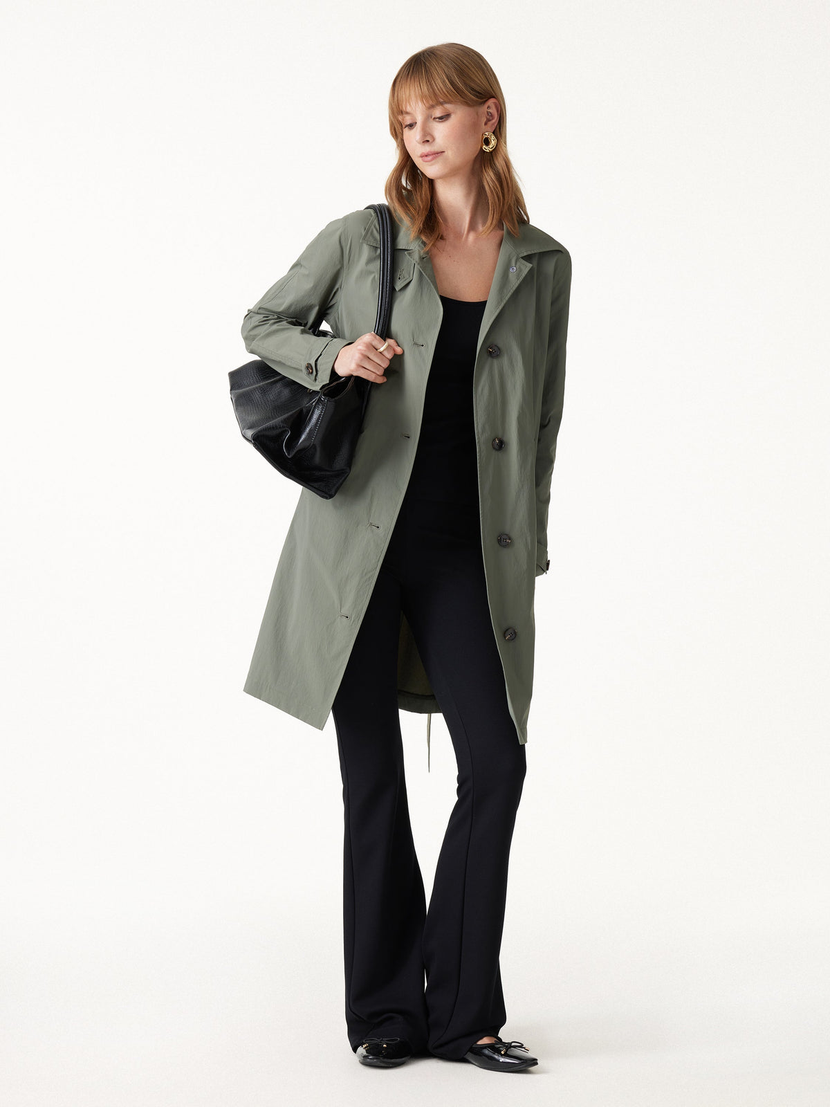 Lightweight Water-Repellent Notched Collar Trench Coat with Pockets — original photo 1